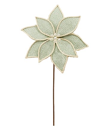 Galho Decorativo Poinsetia Verde Menta Borda de Corda Natal 1UN