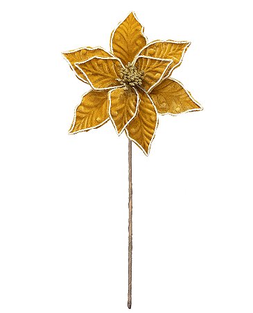 Galho Decorativo Poinsetia Veludo Caramelo Natal 1UN