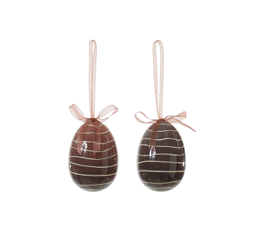 Enfeite Decorativo Ovos Páscoa Listrado Marrom 2Un