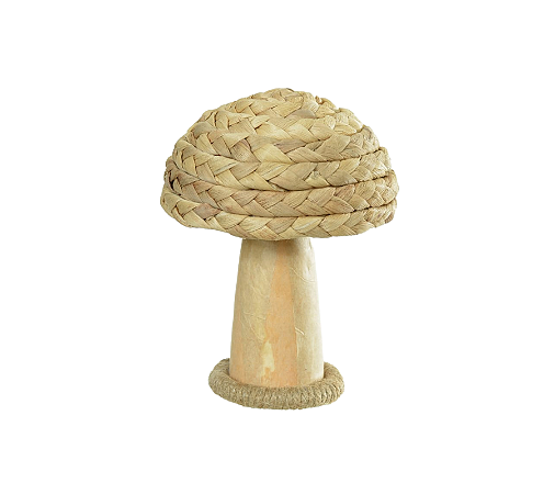Enfeite Decorativo Cogumelo Palha Bege Bosque 15cm 1Un