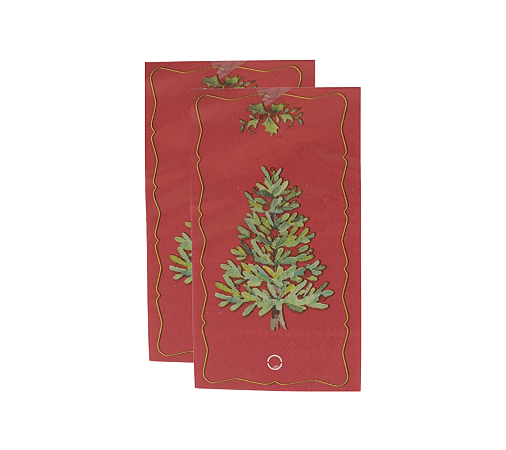 Guardanapo Papel Folha Dupla Vermelho Pinheiro Natal 40x33cm 20UN