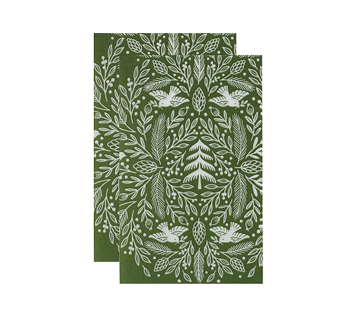 Guardanapo de Papel Folha Dupla Estampado Verde Natal 40x33cm 20Un