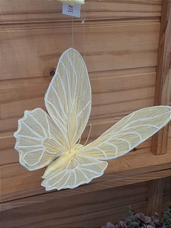 Enfeite Decorativo Pendente de Papel Borboleta Amarelo Claro 1Un