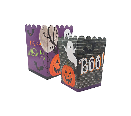 Caixa P/ Doces e Pipoca Travessuras Halloween 10Un