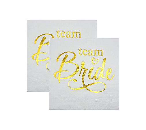 Guardanapo Papel Team Bride Dourado Despedida Solteira 33x33cm 20Un