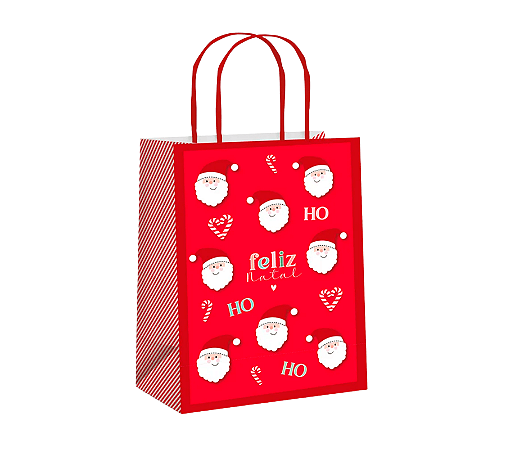 Sacola Papel Presente Natal Joyful Papai Noel M 26x19,5cm 1Un