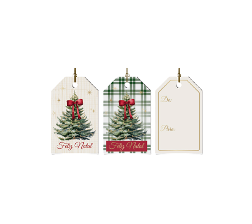 Tags Para Presentes Pinheiro Natalino Natal 5x8cm 12Un