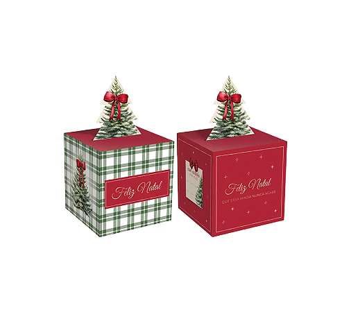 Caixa Pop Up Pinheiro Natalino Presente Natal 9x9cm 10Un