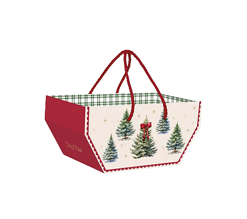 Cesta de Natal C/ Alça Pinheiro Natalino 25x15cm 1Un