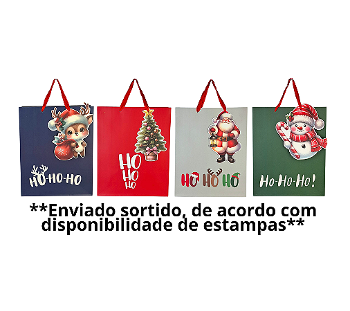Sacola De Papel Presente Natal Hohoho 26x32cm 1Un Sortida
