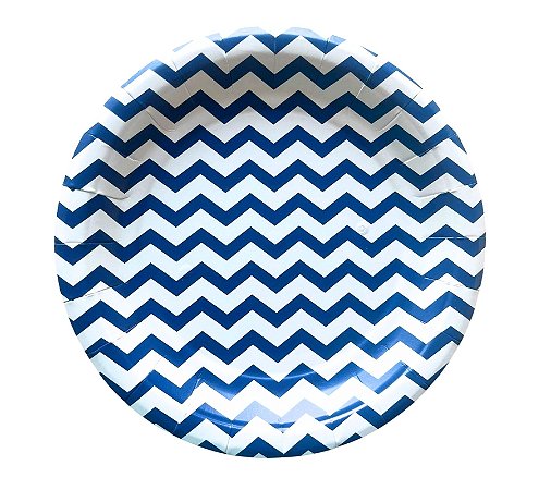 Prato De Papel Zig Zag Azul Marinho 8 un