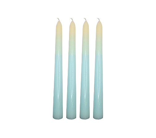 Vela Castiçal Lisa Degrade Azul Bebê 20cm 4Un