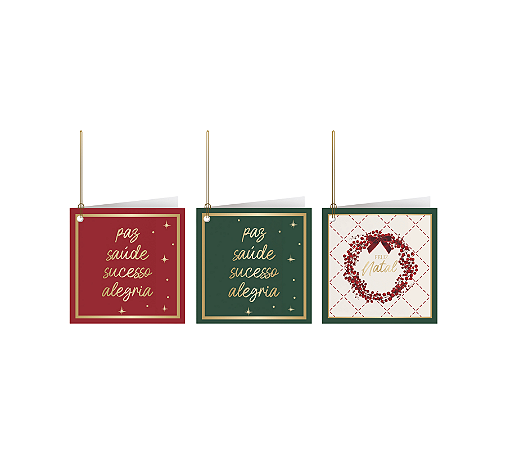 Tag Para Presentes Desejos Natalinos Cartão Natal 8x8cm 3Un