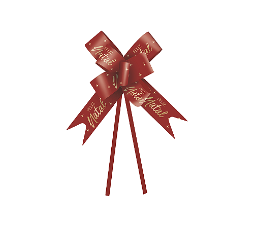 Laço Pronto Vermelho Feliz Natal Dourado 22mm 10Un