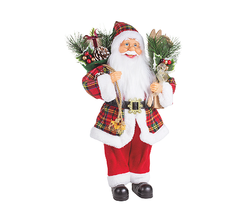 Enfeite Decorativo Papai Noel Xadrez Vermelho Polo Norte 1Un