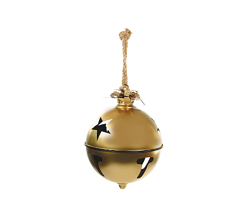 Enfeite Pendurar Guizo Dourado C/ Laço Natal 9,5cm 1Un