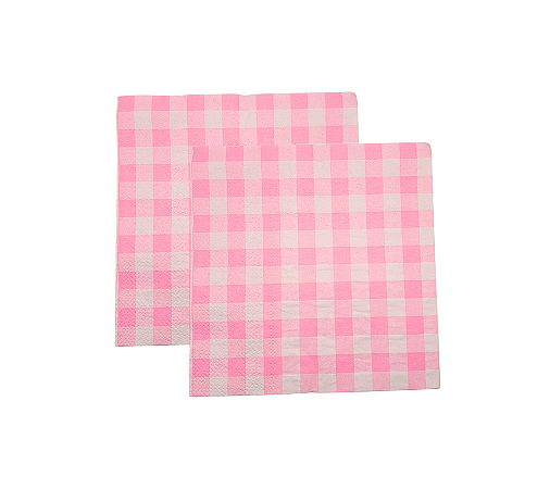 Guardanapo Papal Folha Dupla Xadrez Rosa 33x33cm 20Un