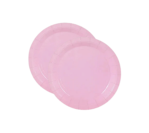 Prato de Papel Liso Rosa Candy 18Cm 8Un