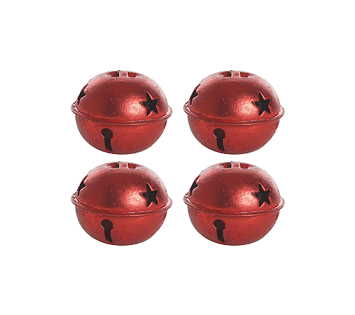 Enfeite Pendurar Guizo Natalino Vermelho Estrelas Natal 4Un
