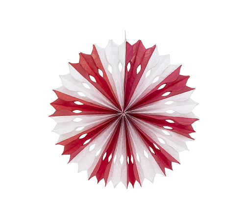 Enfeite Decorativo Leque de Papel Listra Vermelho 1Un