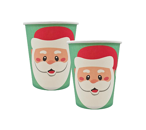 Copo Papel Papai Noel Natal Verde 270Ml 10Un