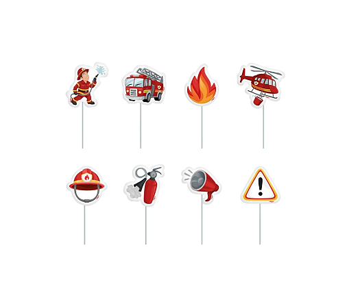 Pick Para Doces e Cupcakes Festa Bombeiros 8Un