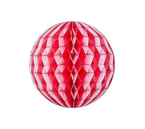 Globo Colmeia de Papel G 24cm - Listra Vermelho Cereja 1Un