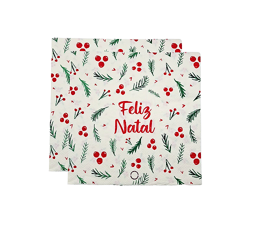 Guardanapo Papel Ramos e Frutinhas Feliz Natal 33x33cm 20Un