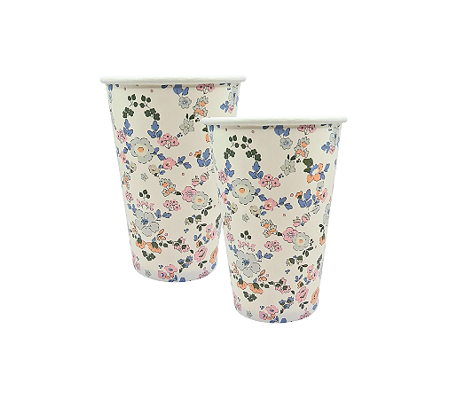 Copo Papel Floral Liberty Flores 300Ml 8Un