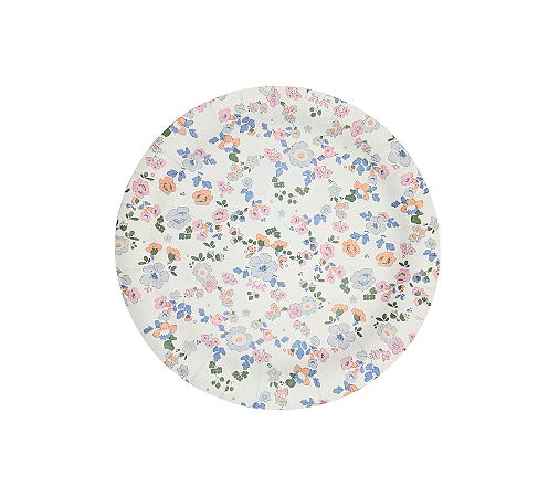 Prato Papel Floral Liberty Flores 18Cm 8Un