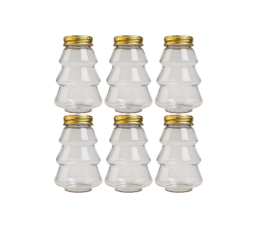 Frasco Plástico Garrafinha Formato Pinheiro Natal 6Un