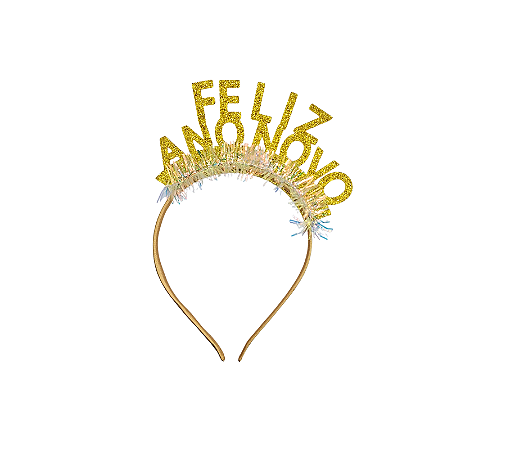 Tiara Brilho Dourado Feliz Ano Novo 1Un
