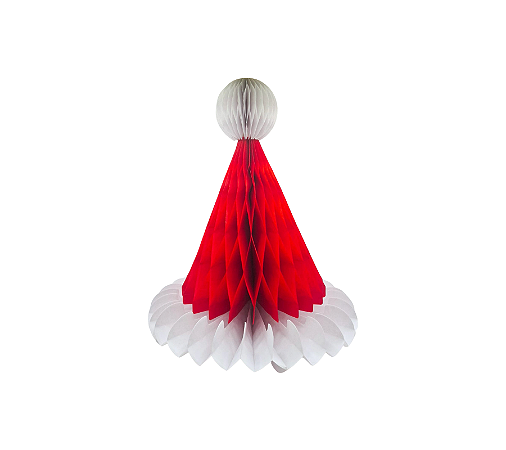 Enfeite Decorativo Papel Gorro Papai Noel Colmeia 20cm 1Un