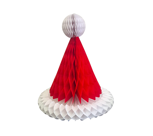 Enfeite Decorativo Papel Gorro Papai Noel Colmeia 30cm 1Un