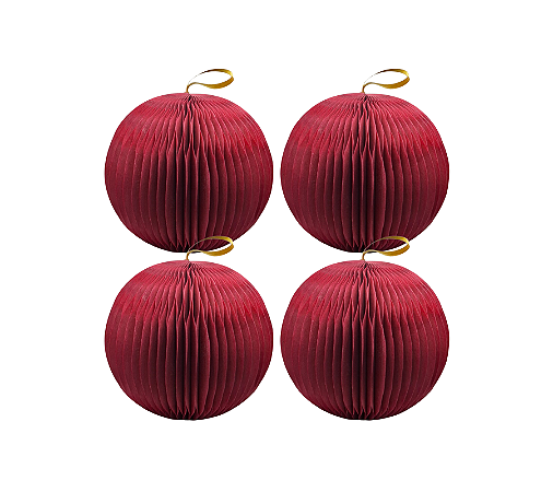 Kit 4 Bolas Globo Gomo Vermelho Decoração Natal  8cm