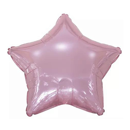 Balão Metalizado Estrela 9" 23cm - Rosa Bebê