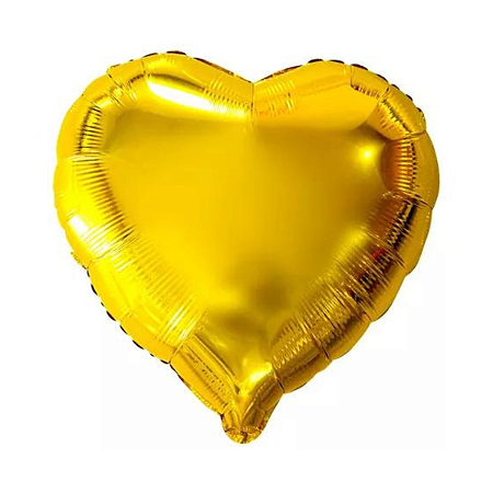 Balão Metalizado Coração 9" 23cm - Dourado