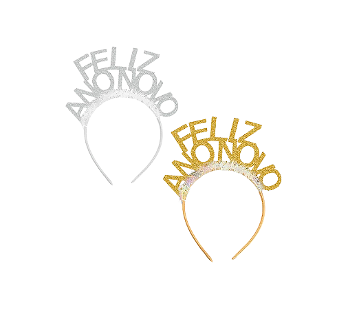 Tiara Feliz Ano Novo Brilho Glitter 1Un