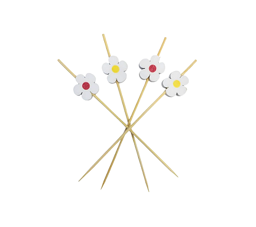 Palito Bambu P/ Frutas Petiscos Florzinha Margarida 12Un