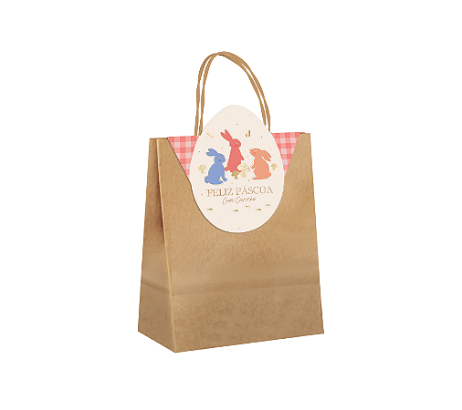 Sacola Papel C/ Fechamento Pic Nic Páscoa Coelhinhos P 1Un