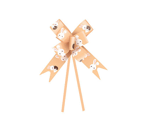 Laço Pronto Coelhinho Páscoa Pompom Laranja 22mm 10Unv