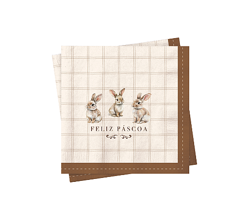 Guardanapo Papel Bunny Chocolate Páscoa Coelhinhos 32,5x32,5cm 20Un