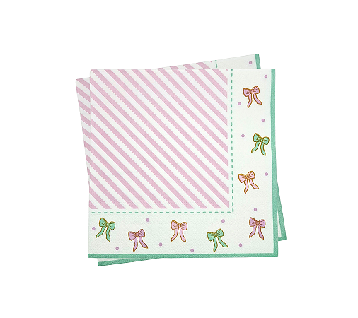 Guardanapo Papel Listrado Com Laços 32,5x32,5cm 20Un