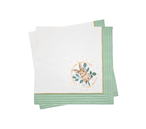 Guardanapo Papel Verde Coelhinho Páscoa 32,5x32,5cm 20Un