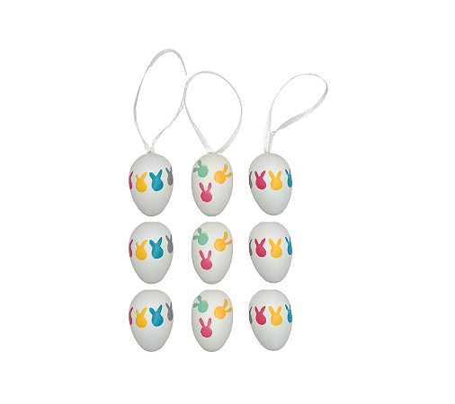 Enfeite Mini Ovinhos Páscoa Coelhinhos Coloridos 4Cm 9Un