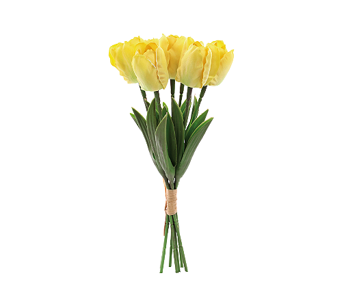 Flor Artificial Decorativa Ramalhete Tulipas Amarelo 33cm 1Un