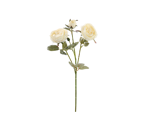 Flor Artificial Decorativa Haste 3 Rosas Branco 60cm 1Un