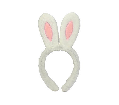 Tiara Orelhas de Coelho Branco Rosa Pelúcia Páscoa 1Un