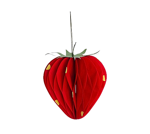 Enfeite Decorativo Morango Papel Vermelho 1Un