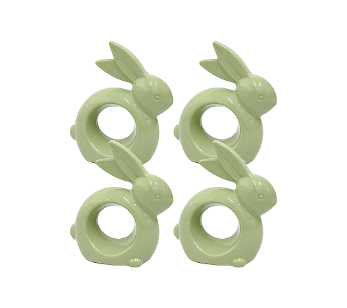 Porta Guardanapo Coelho Verde Mesa Posta Páscoa 4Un